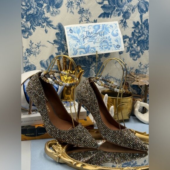 🆕 KURT GEIGER LONDON 🧿 NWOB Embellished Belgravia Jewel Pumps, Beige Combo Sz7 - Picture 3 of 15